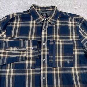 Wrangler Shirt Mens Medium Blue Plaid Flannel All Terrain‎ Gear ATG Hiking